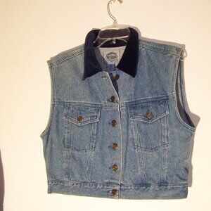 Women's Denim  Vest with Velvet Collar Size Medium